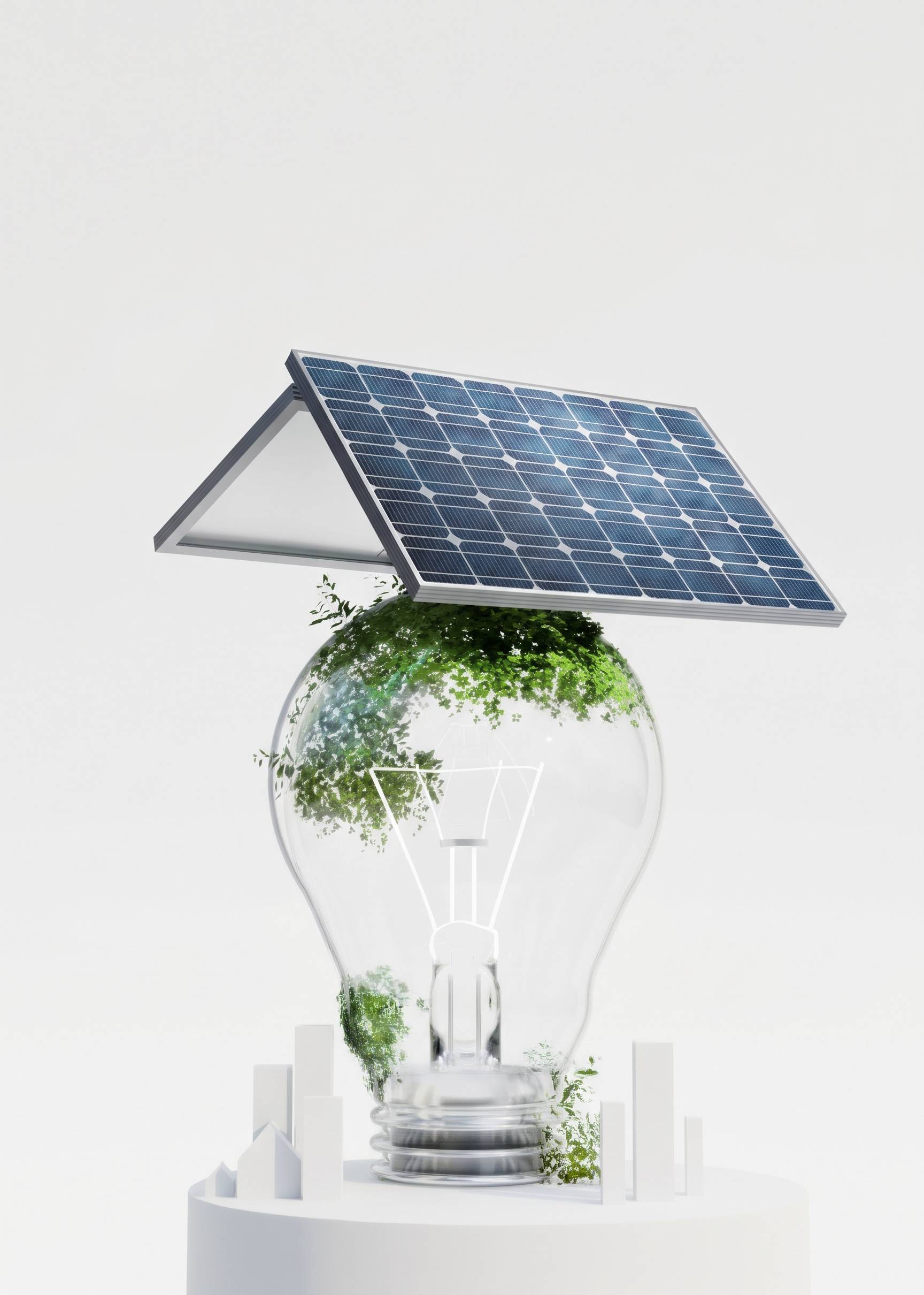 solar roof on top of light bulb